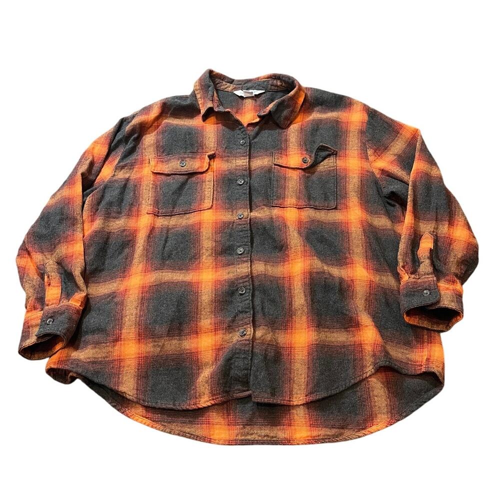 Old Navy Womens XL Boyfriend Shirt‎ Flannel Evermore Taylor Swift Style Plaid